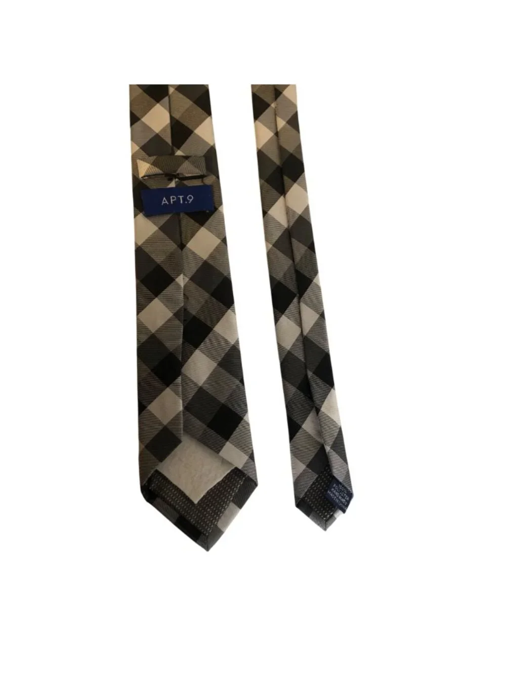 Apt 9 Tie Black White Gray Checkered Mens Slim Necktie Office Work Dad Gift
